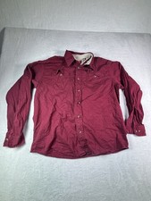 Wrangler Men  s Long Sleeve Burgundy Button Down Shirt Size Large