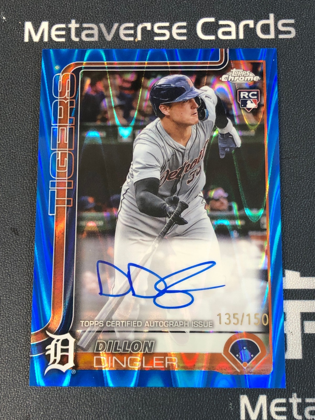 2025 Topps Chrome Dillon Dingler RC Rookie Auto Blue Raywave 135/150 Tigers