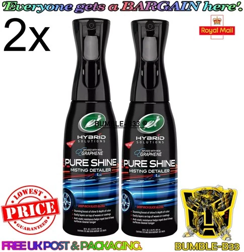 2 x Turtle Wax Hybrid Solutions Pure Shine Detailer Misting Spray 591ml