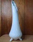 Vintage MCM Le Smith Milk Glass Hobnail 3 Toe Swung Vase 12"