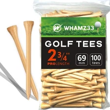 Professional Wooden Golf Tees 2 3/4 inch Tee Pack of 100 2-3/4 inch, Natural 
