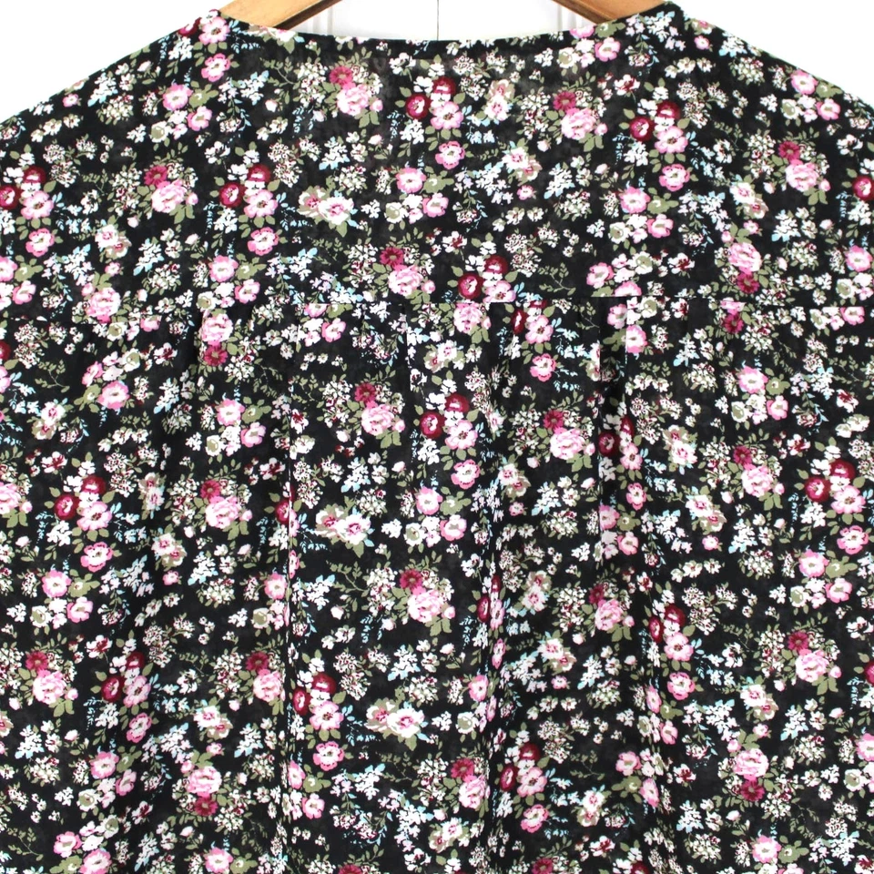 Maison Jules Womens S Dark Floral Georgette Blouse Top Black Pink Cottagecore - Image 4 of 4