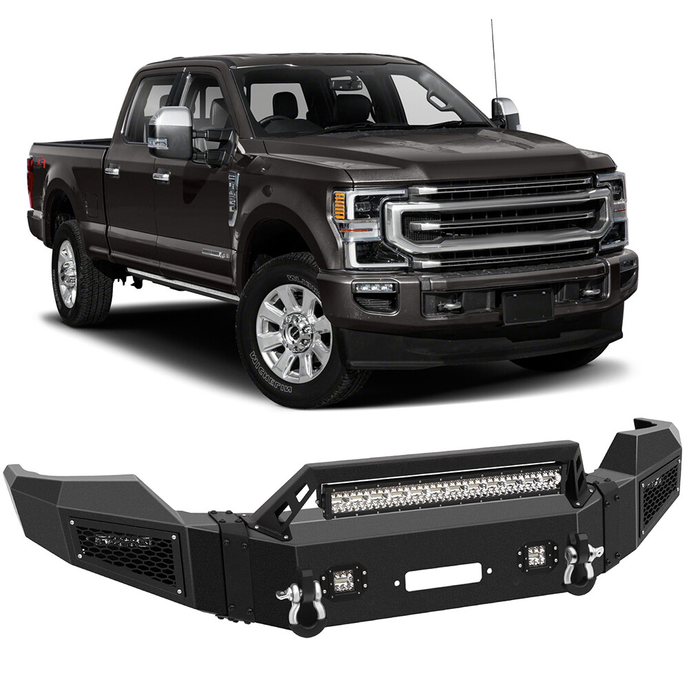 Steel Front Bumper Guard with LED Light Bar & Fog Lamps for Ford F-250 2011-2016