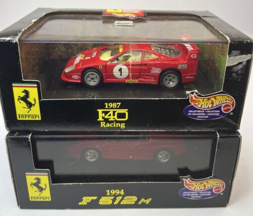 Vintage 1994 Ferrari F512M Hot Wheels & 1987 F40 Racing 1:43 Die-cast NOS - Picture 3 of 8