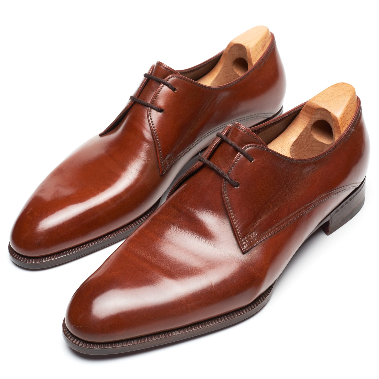 JOHN LOBB Paris Bespoke Brown Calf Leather 2 Eyelet Derby Shoes UK 
