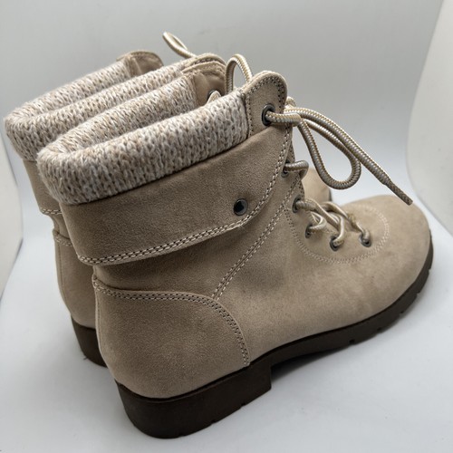 ST JOHNS BAY Women's Size 7.5 Tan Suede Lace Up Round Toe Ankle Boots - Picture 10 of 10