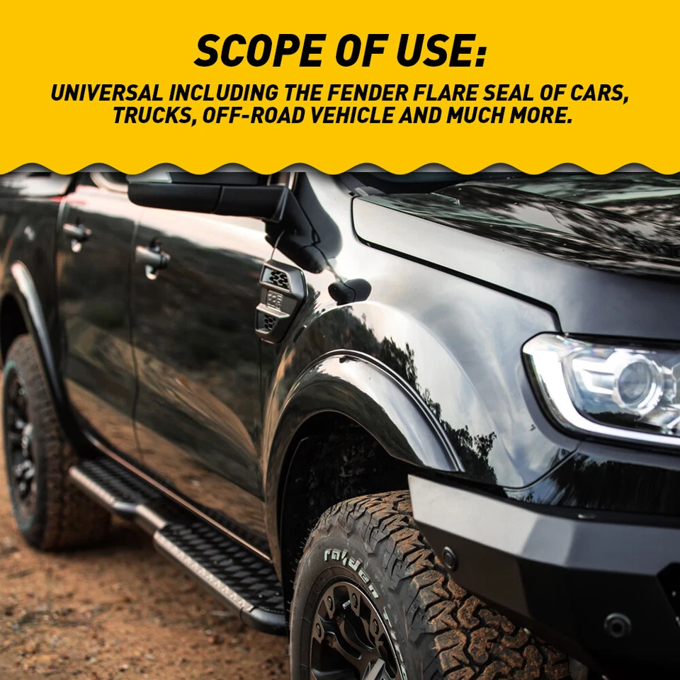 9M Wheel Fender Wells Trim Flare Edge Rubber Strip Seal Universal For Truck Car - Image 3 of 4