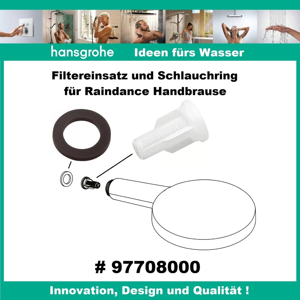 Hansgrohe 97708000 Siebeinsatz mit Schlauchring Dichtung f. Raindance Handbrause
