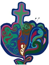 Wall Decor Poster.Fine Graphic Art Design.Flower grows Cross.Room Home art.475