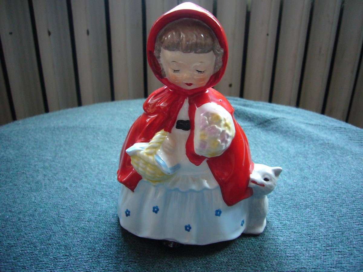 Vintage Napco Little Red Riding Hood Planter Figurine -1956 EUC