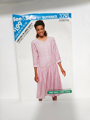 Butterick 3291 Size 6-14 or 16-24 Dress Uncut 1989