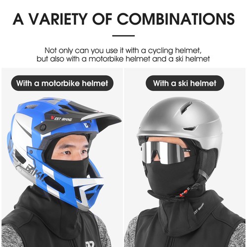 WEST BIKING Winter Fleece Sports Cycling Full Face Mask Balaclava Headgear Hat - Picture 8 of 18
