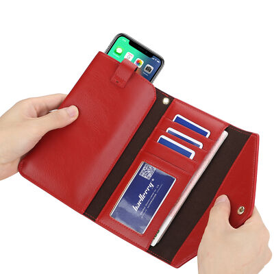 Women's Leather Wallet Foldable Zipper Clutch Bag Multi-card Slot ID Card Purse