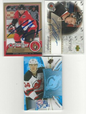 2008-09 O-Pee-Chee #341 Christoph Schubert Signed Hockey Card Ottawa Senators