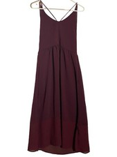 SHEIN Women’s Cris Cross Tied Backless Long Burgundy Dress Size Small