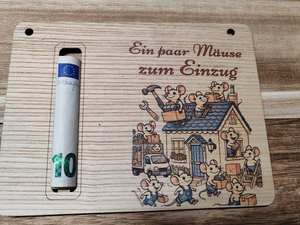 Geldgeschenk Einzug Geld zum Einzug Geldpräsent neues Heim schenken Holzschild