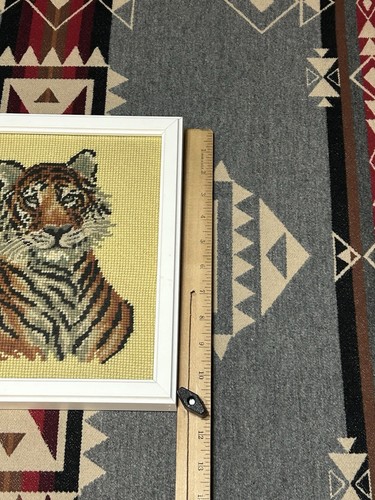 Bengal Tiger Needlepoint Wall Art Jungle 11x10.5" Framed Dorm T14 - 第 3/5 張圖片