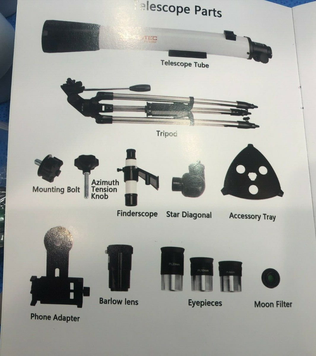 Moutec 70700 AZ Astronomical Refractor Telescope w multiple lenses