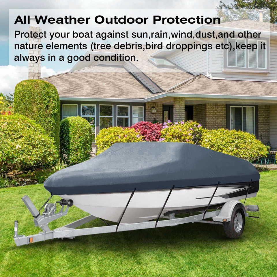 Neverland NB-A300-3 4.2-4.7M Boat Cover 14-16Ft Heavy Duty Waterproof Grey