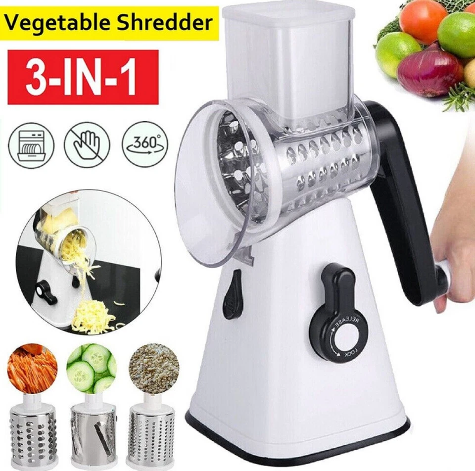 Reibemühle Käsereibe Salatschneider Slicer Reibe Gemüsehobel mit 3 Trommeln DE - Bild 2 von 4