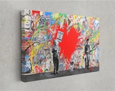 Love Is Answer Red Splash Wall Graffiti Banksy Wall Art Canvas Décor