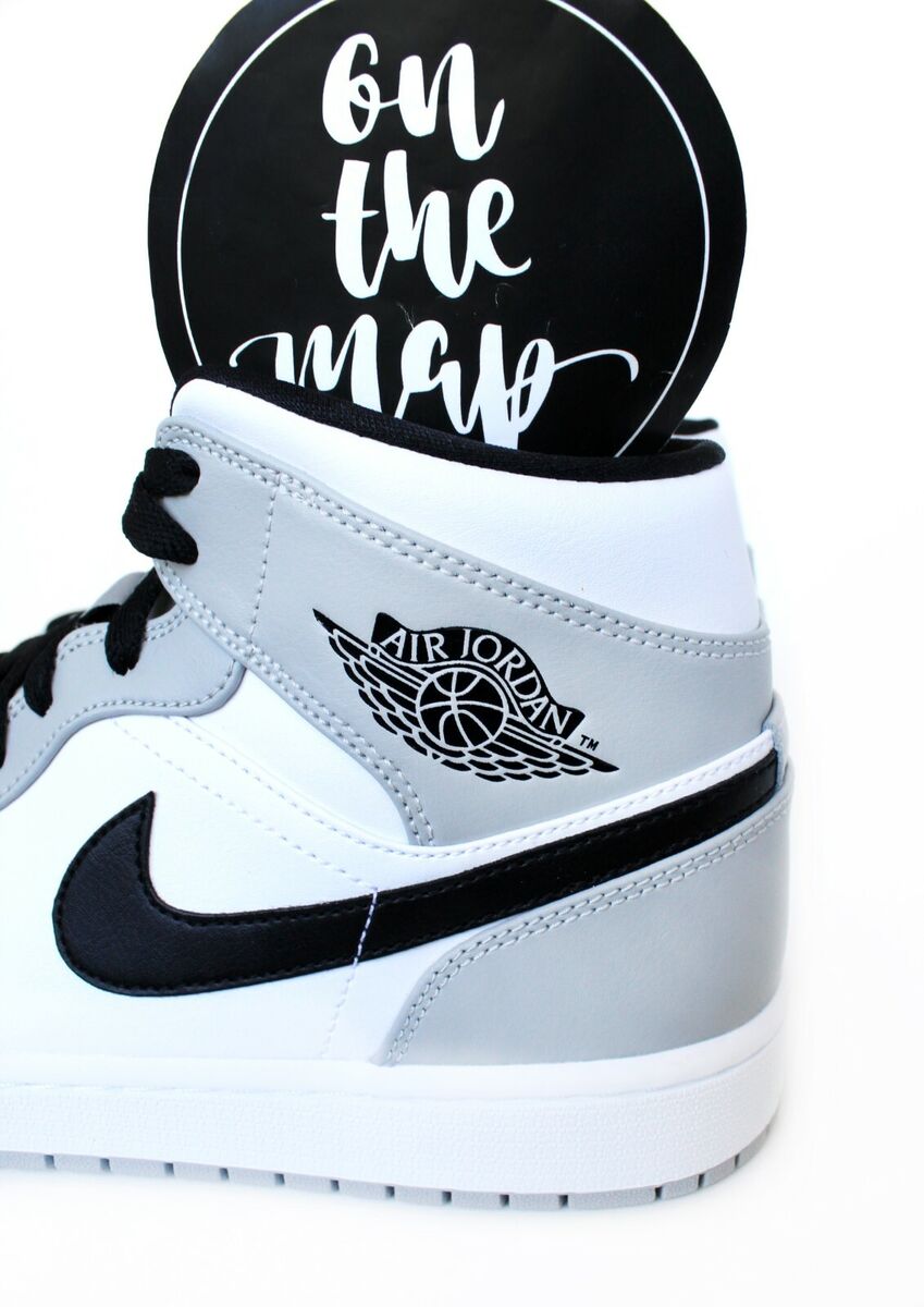 Nike Air Jordan 1 Retro Mid Smoke Grey OG White Black UK 3 9 Nike Air Jordan 1 Retro Mid Smoke Grey OG White Black UK 3 9