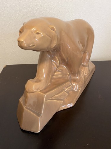 Seltene Vintage DAX Französische Art Deco Keramik Skulptur Eisbär auf Eisberg - Bild 8 von 14
