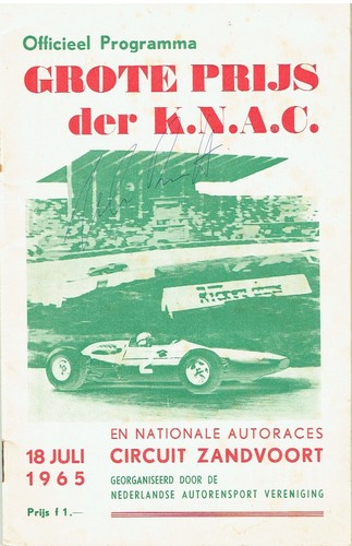 Jochen Rindt - Signed Dutch Grand Prix Program, 18th July 1965