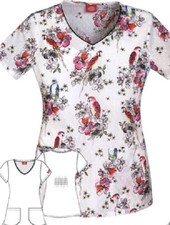 Scrubs Dickies Print Top Welcome To Paradise 82926 WLWR Size M