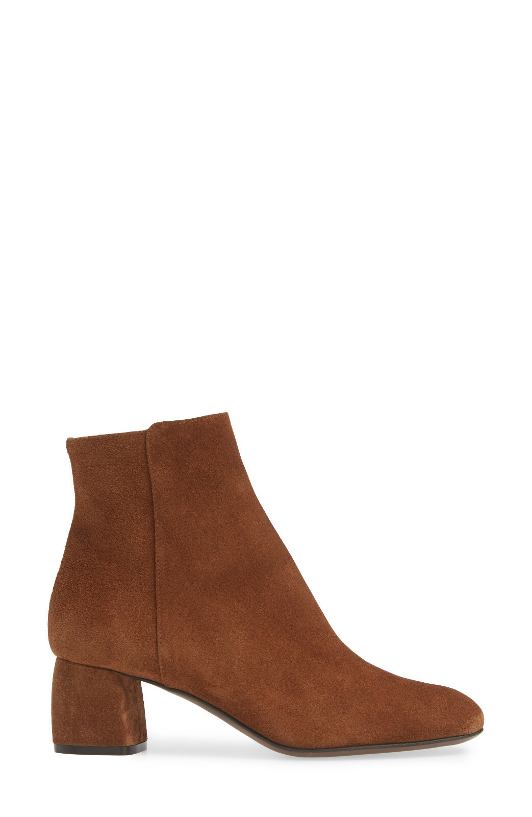 $450 AGL Block Heel Bootie SUEDE COGNAC 