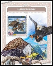 Togo 2016 MNH MS, National bird of USA Bald eagle, Birds of prey, Flag  