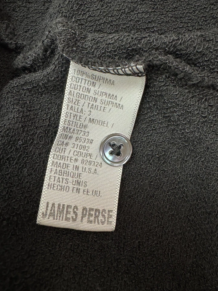  James Perse Supima Cotton Long Sleeve Henley Shirt Size 3 BLACK #360 - Image 4 of 4