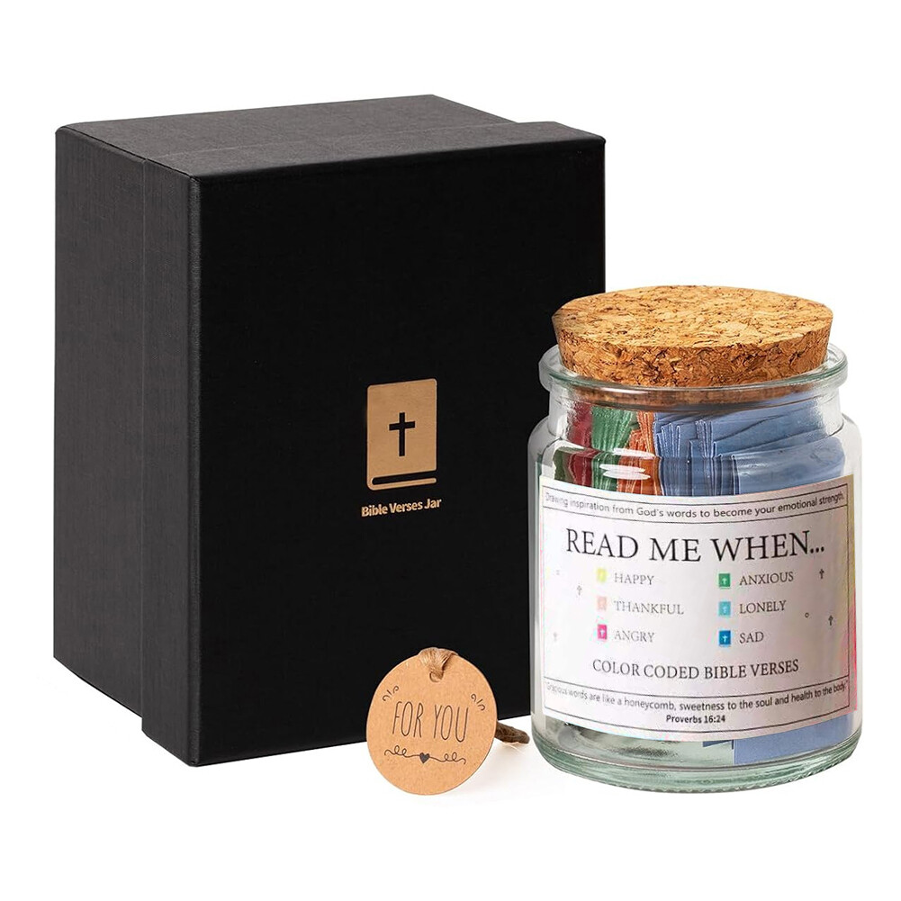 Bible Verse Jar - Barattolo Con Versetti Biblici, 180 Carte A Tema Emozioni, Vetro, Per Preghiera E Meditazione - Foto 10