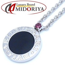 BVLGARI Save the Children Necklace Onyx 1P Ruby 356910 Silver 925 38.5-45.5cm
