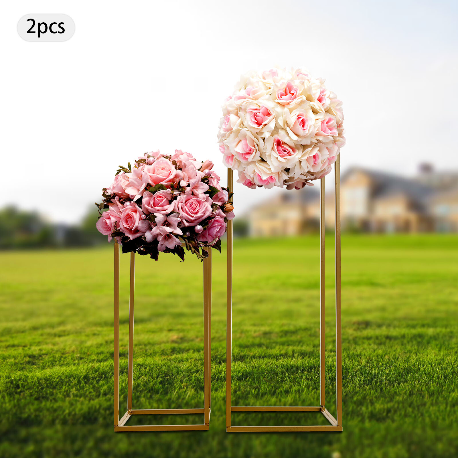 Gold Metal Column Flower Stand for Weddings Parties Backdrops Centerpieces 4Pcs