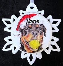 Santa Rottweiler Dog Christmas Ornament - Free Personalization