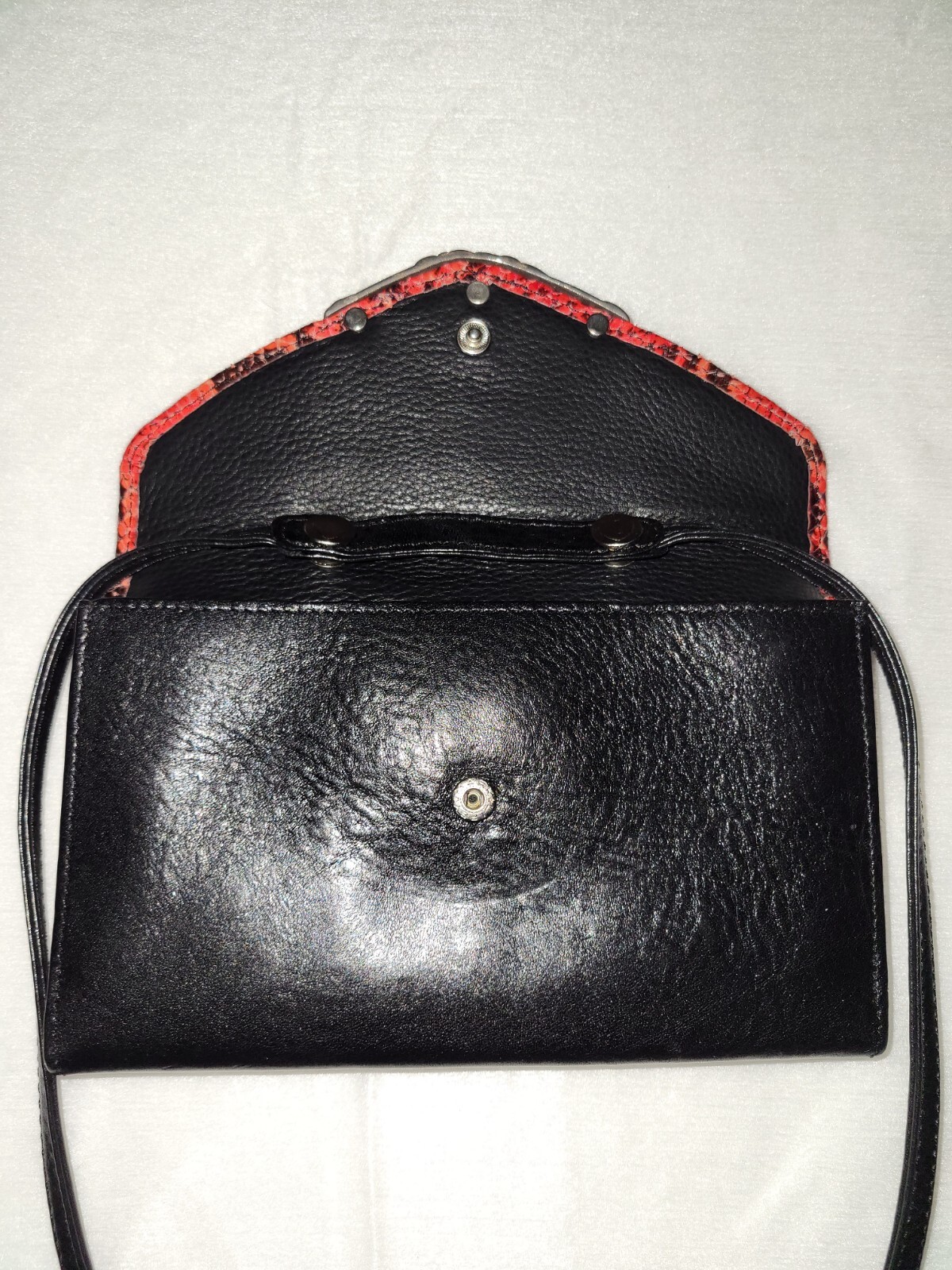 Brighton Red Python Snakeskin Embossed Print Blac… - image 6