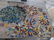 Assorted Lot of Mixed Glass Mosaic Craft Tiles!  Over 4LBS