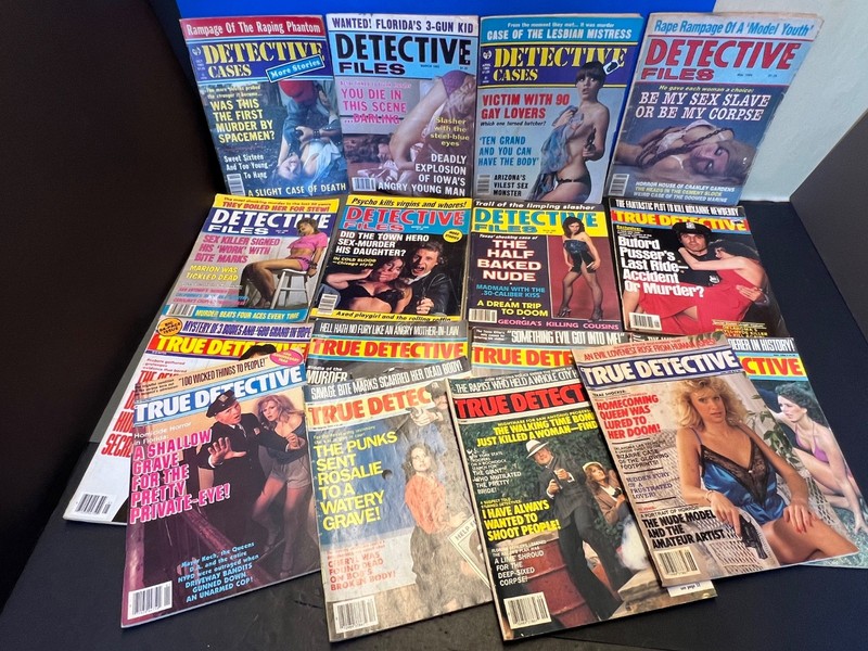 16 1980s Detective Magazines Huge Lot Files True Henry Lucas John Holmes Buford