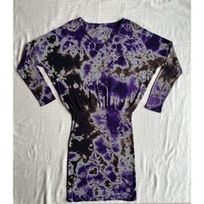 Go Couture Women’s XL Purple Tie Dye Bodycon Dress Long Sleeve Made in USA
