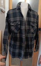 Vintage Flannel Shirt Plaid 90s Gray Black Thick Heavy St Johns Bay Mens XL
