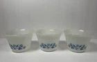 Vintage Dynaware Pyr-O-Rey Milk Glass Custard Cups Set of 3 - Blue Cornflower