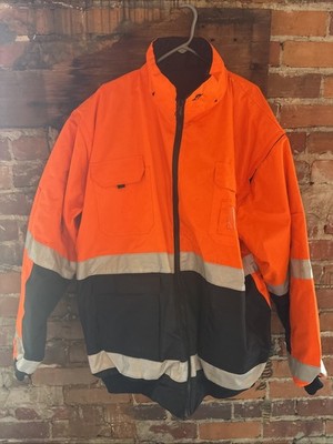 733C-3 High Visibility Rain Parka, Class 3, Orange, 300 Denier Used Excellent
