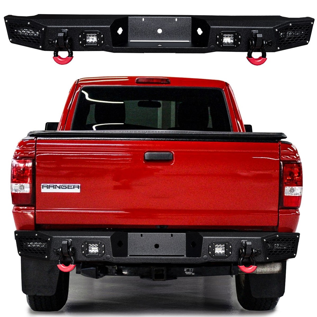 Vijay For 1993-2011 Ford Ranger Steel Rear Bumper w/LED Light and