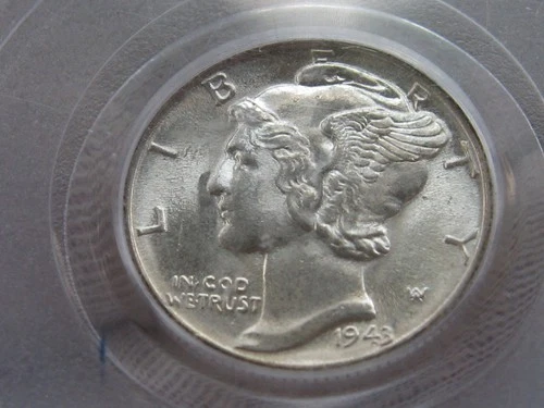 3 Slabbed Mercury Dimes, 1943  PCGS MS65, 1941 ICG MS66, plus bonus coin!