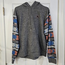 Hooey Men's Roughy Summit Grey Aztec Hoodie Sweatshirt Long Sleeves Size Large