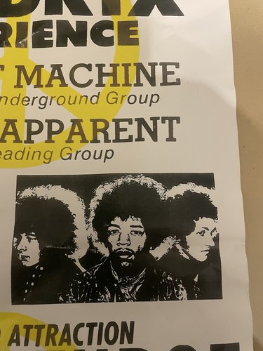 RARO POSTER JIMI HENDRIX EXPERIENCE 1968...OAKLAND COLISEUM...INCORNICIATO originale!! - Foto 4 di 11