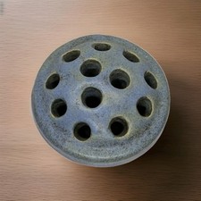 Ceramic Flower Frog VTG Green/Blue Glaze Domed Very Heavy