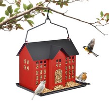 BOCHENTECH Hanging Bird Feeder, Outdoor Red House Feeder