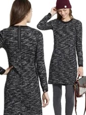 Madewell Marled Tweed Knit Sweatshirt Dress Size XS Black & White Long Sleeve